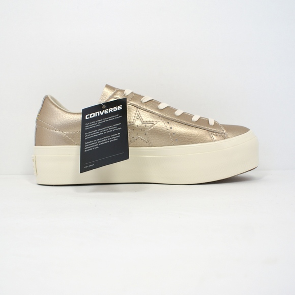 NEW! Converse One Star PLATFORM Sneakers Gold - Picture 3 of 6